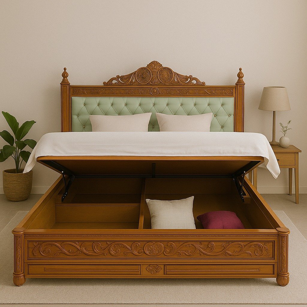 Hydraulic lift storage cot