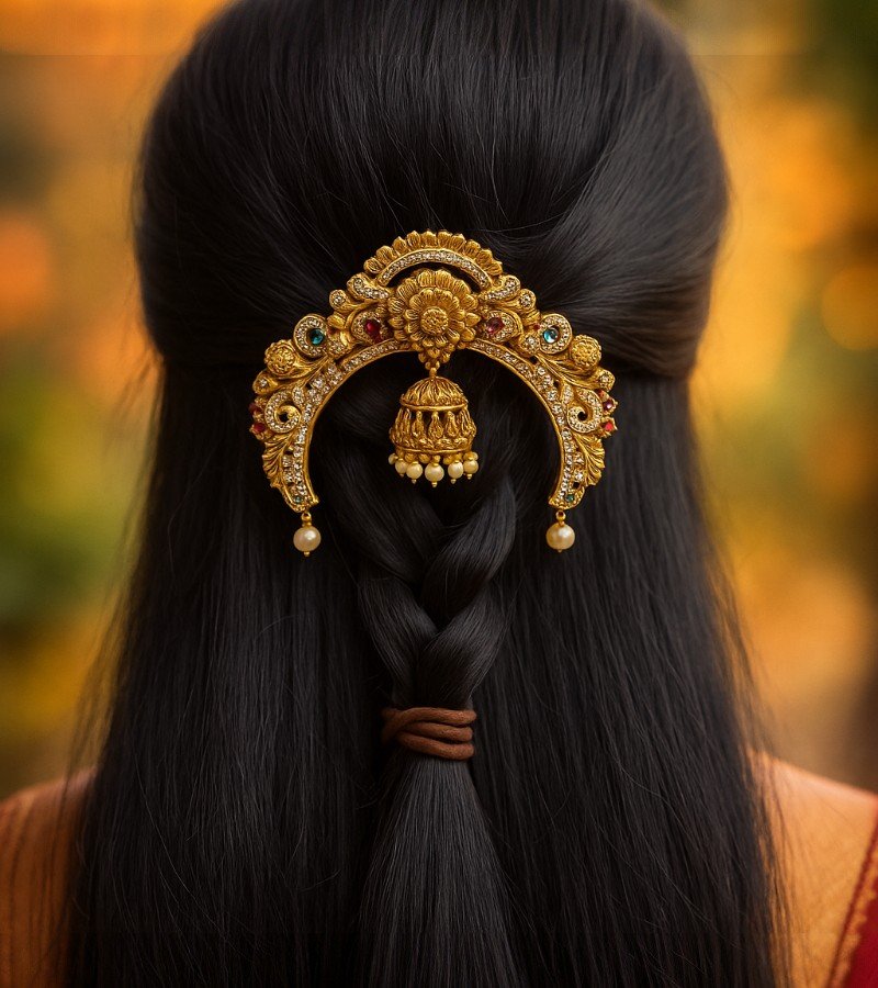 AD Half Moon Jhumka Jada Pin