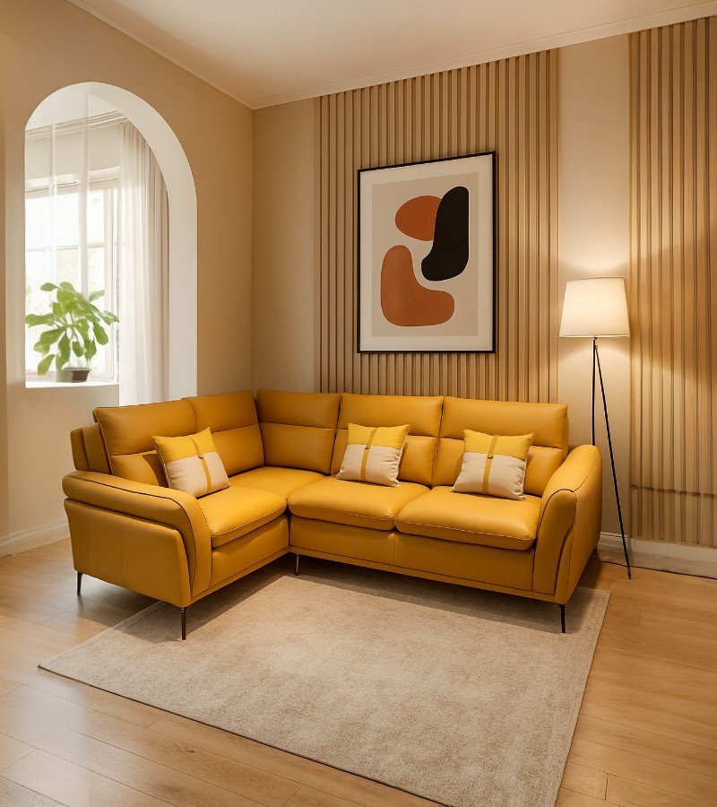 Luxury Imported Yellow Leather Sofa