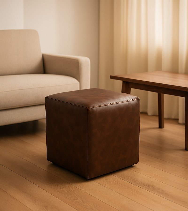 Brown Leather Ottoman