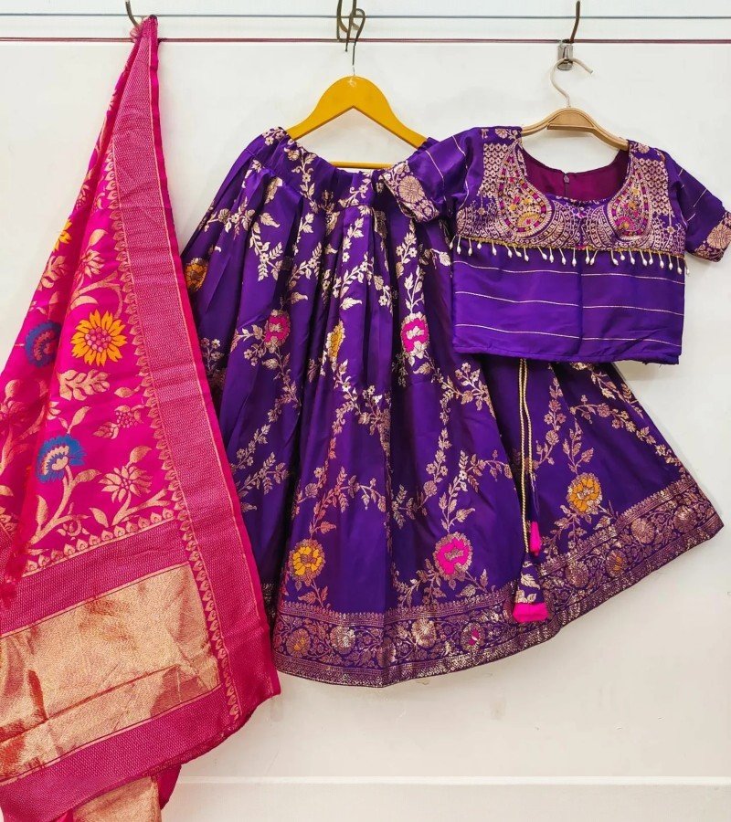 Banarasi Silk Zari Border Lehenga Choli