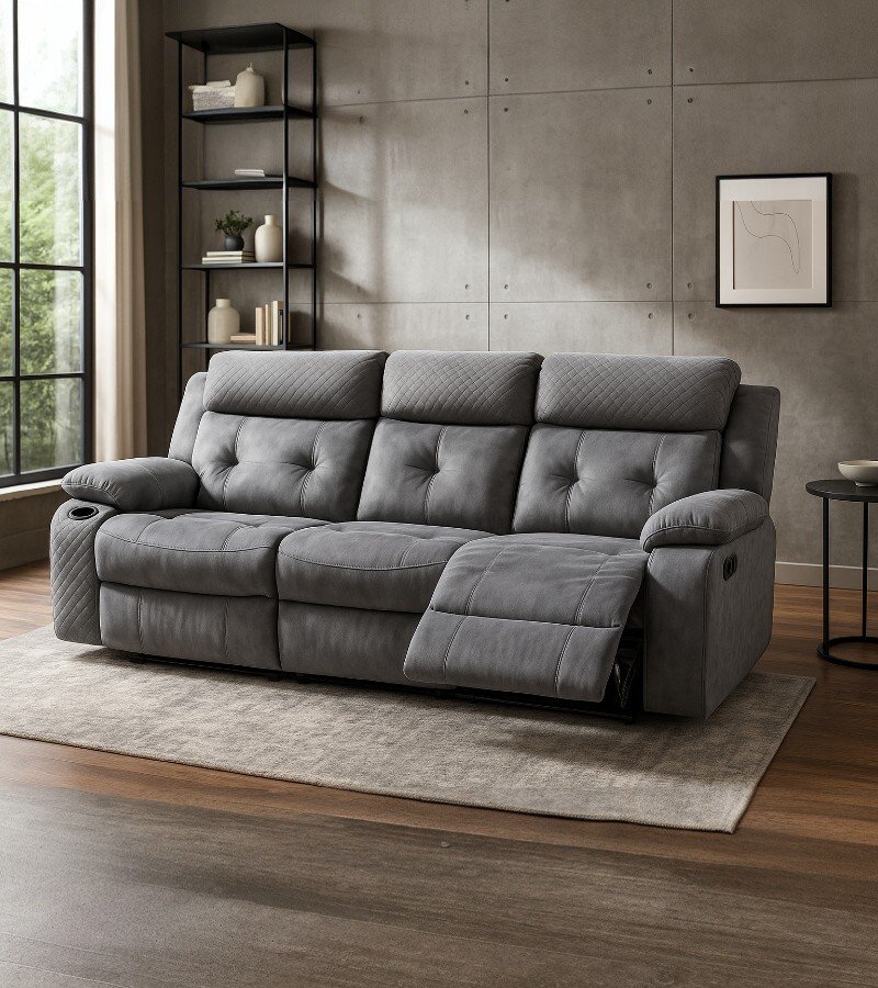 Modern Sectional Sofa With a Light Gray Fabric Upholstery