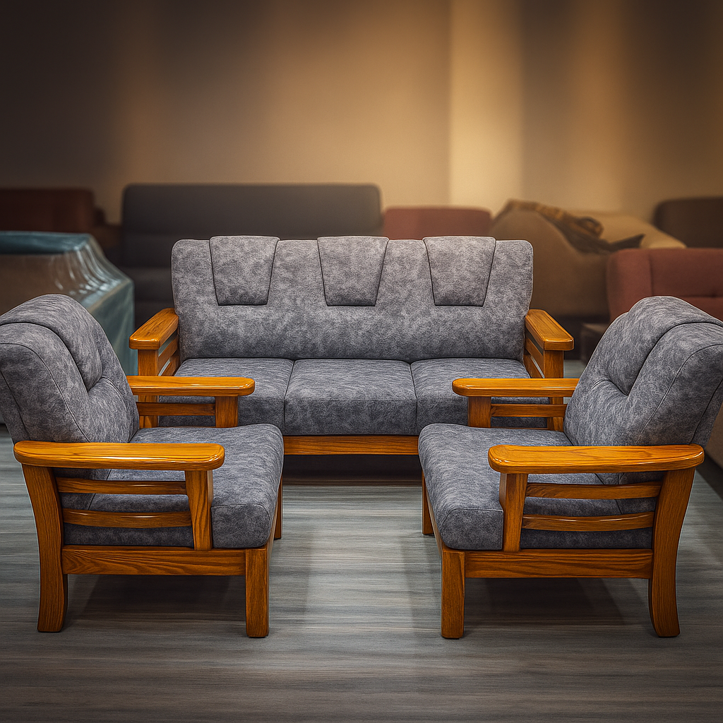 Glassy Teakwood Sofa 3+1+1