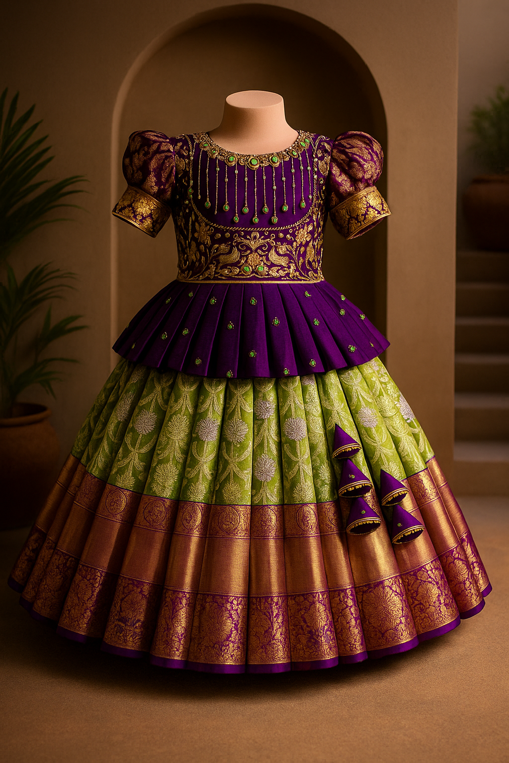 Purple Kanjeevaram Lehenga
