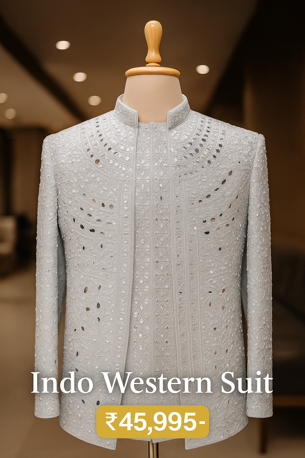 Mirror work Jodhpuri Sharwani