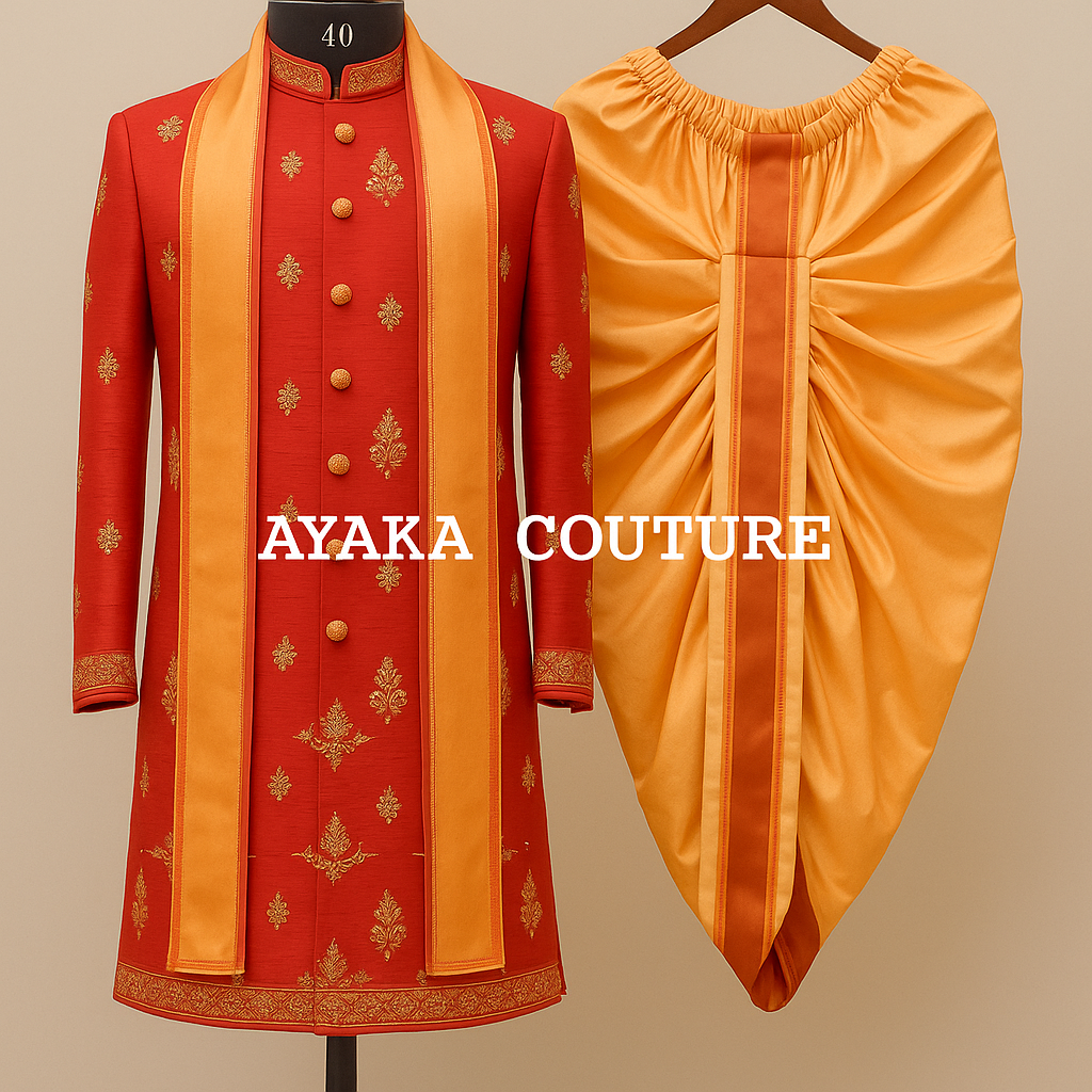 Embroider sherwani dothi and kanduva