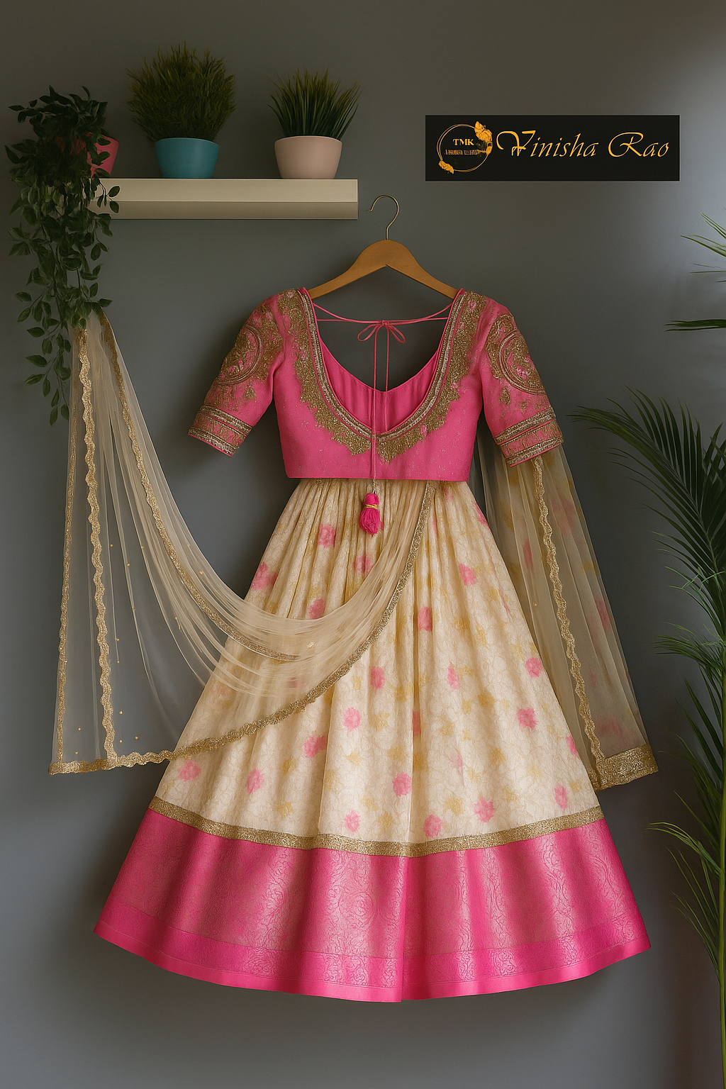 Pastel Pink Kalamkari lehenga
