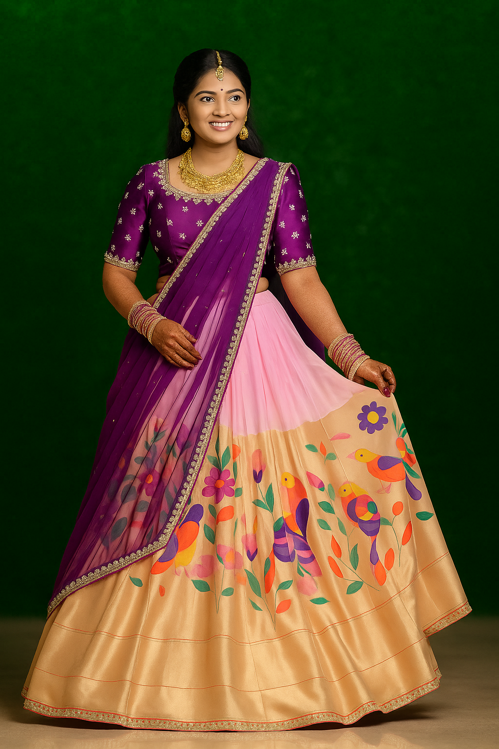 Pastel Pink Paithani Lehenga