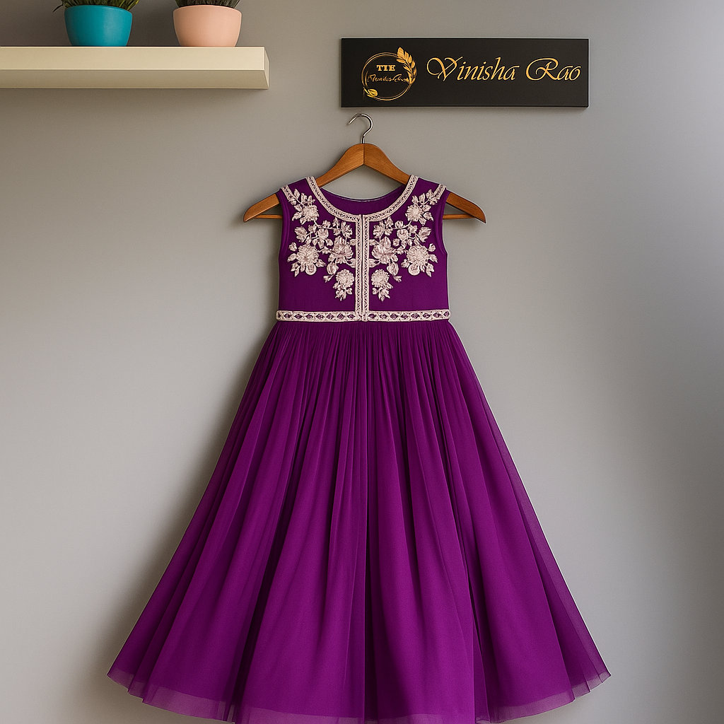 Purple Tulle Long Frock