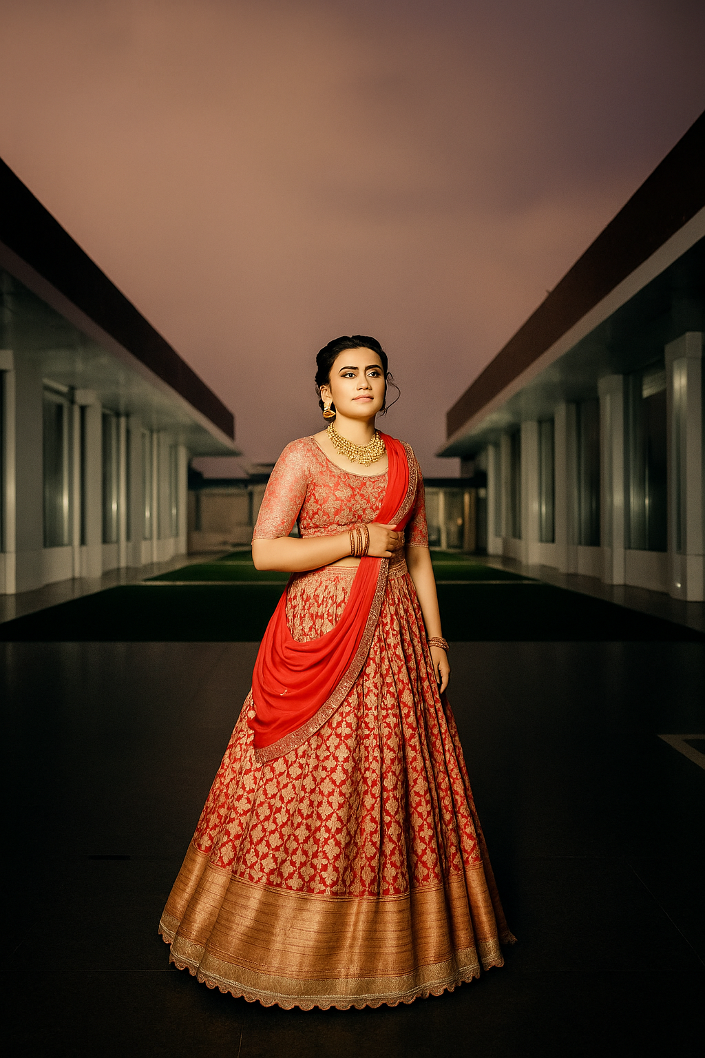 Red Banarasi Lehnga