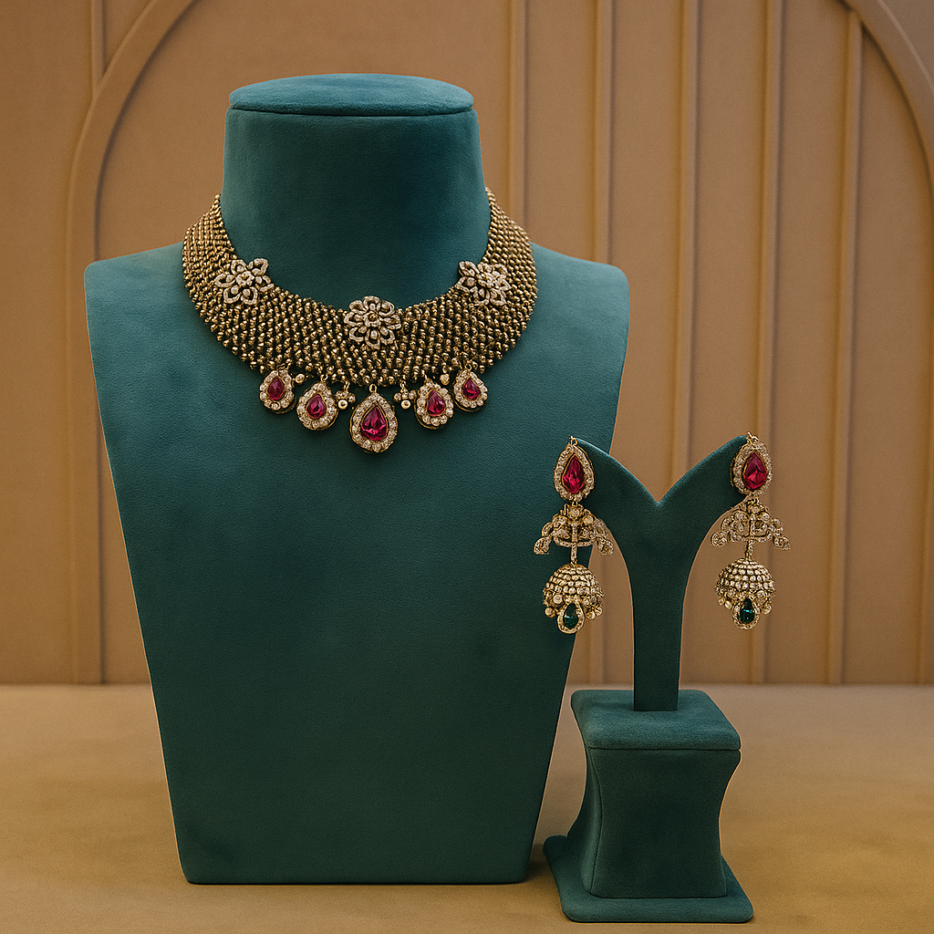 Diamond Necklace with diamond Rubies