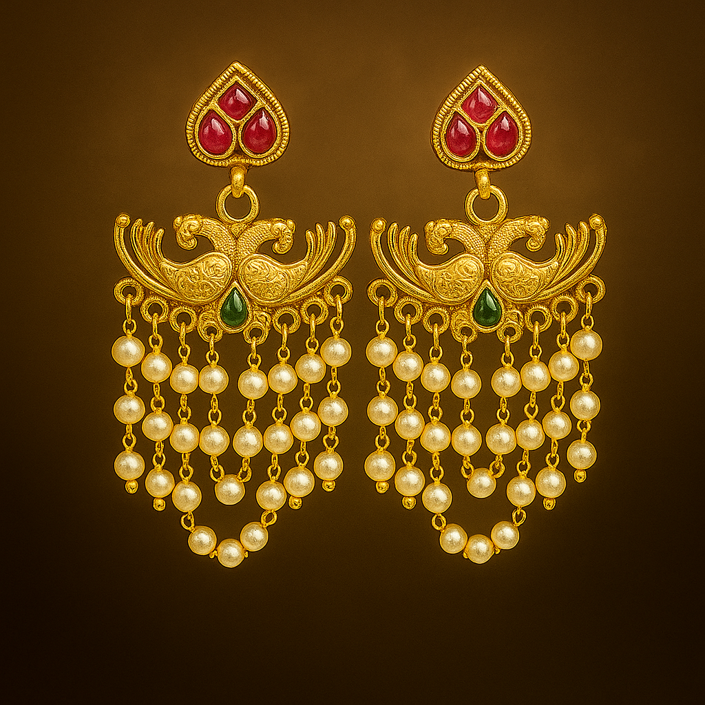 Gold plated pearl jumka earings