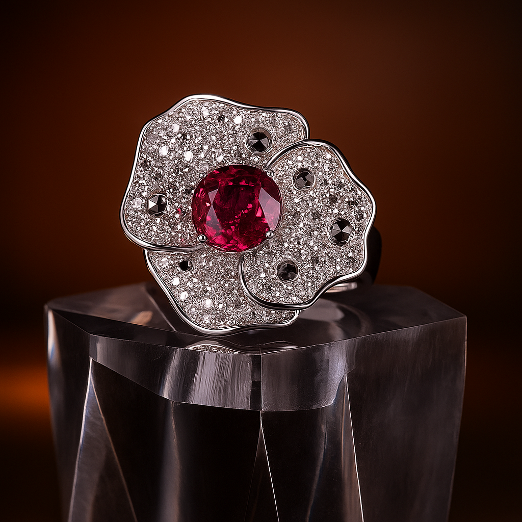 Ruby Flower Shaped Ring