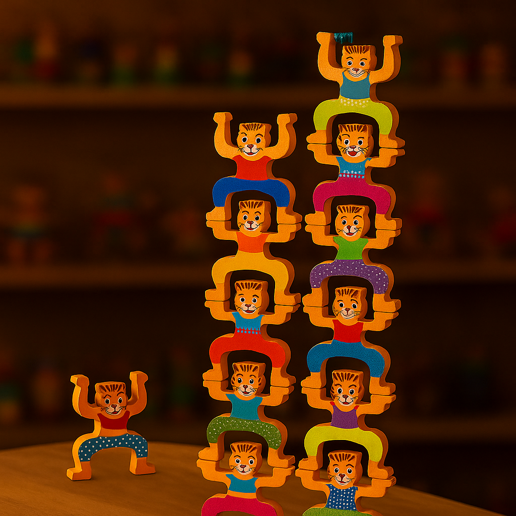 Wooden Cat Jenga Game