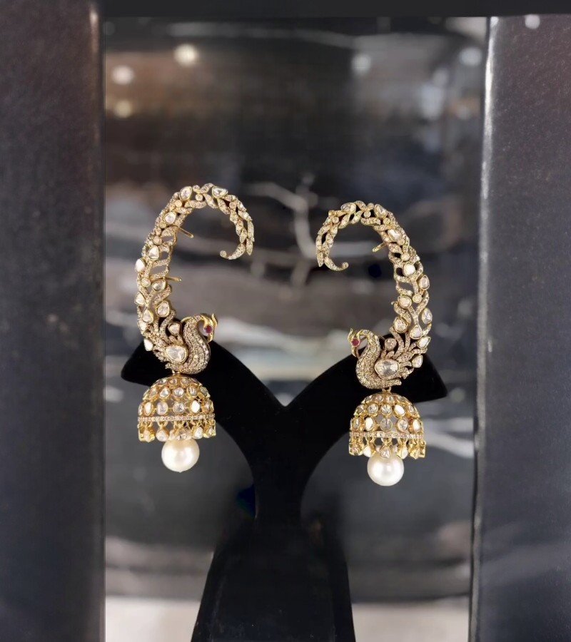 Full-Ear Polki Jhumka Eartops
