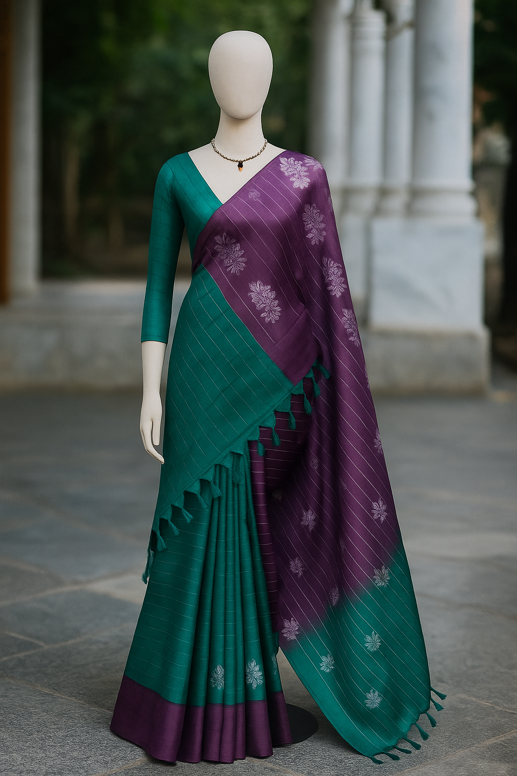 Soft silky flowy tussar cotton silk saree