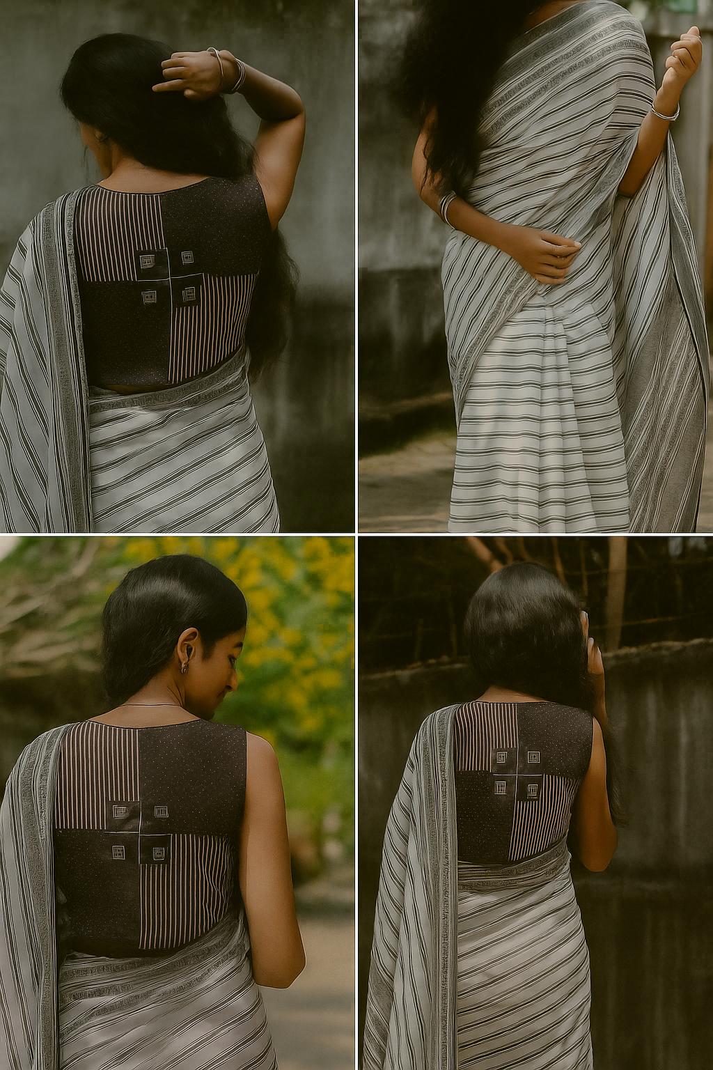 Bengal Handloom Cotton Saree with Patchwork Blouse