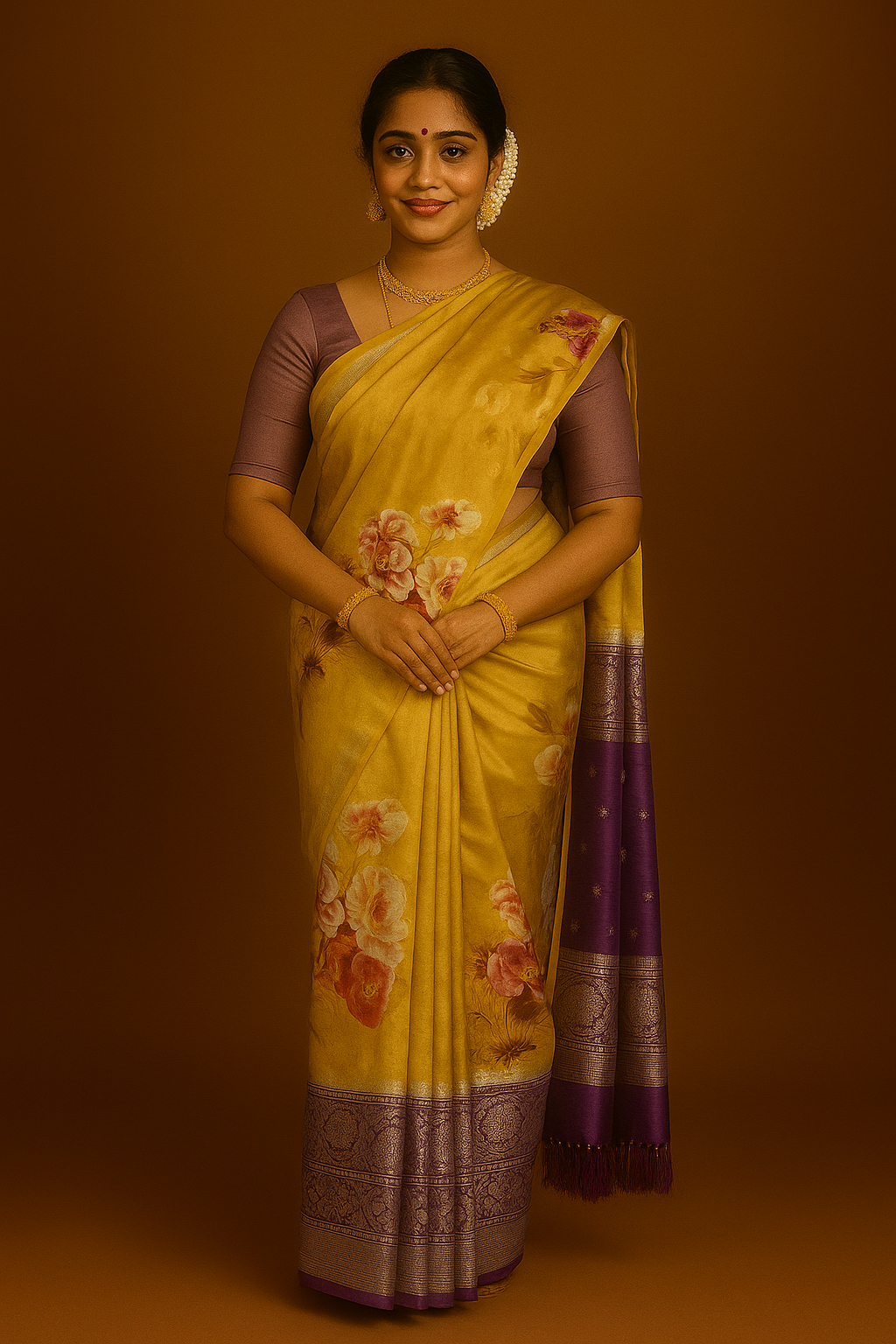 Tussar Chanderi Floral Saree