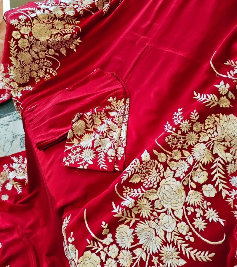 Parsi Gara Satin Saree image 2