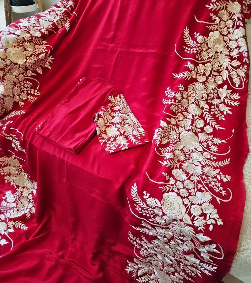 Parsi Gara Satin Saree image 3