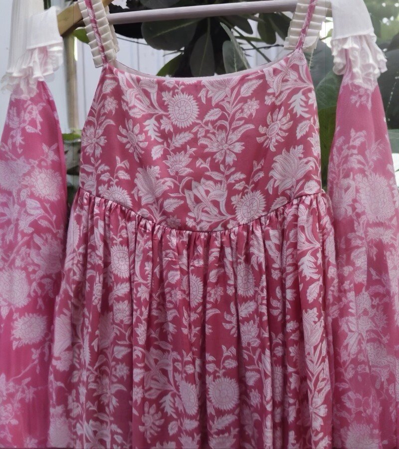 Rosy Pink Floral Frock image 3