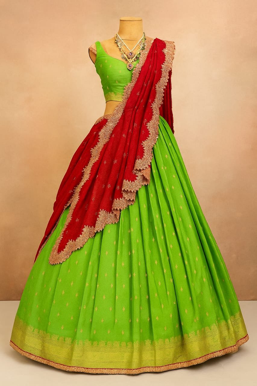Elegant Green Half Saree