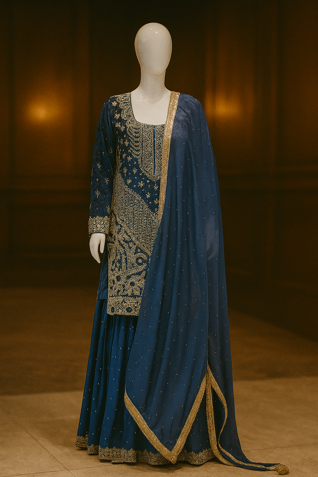 Navy- blue Gharara Set