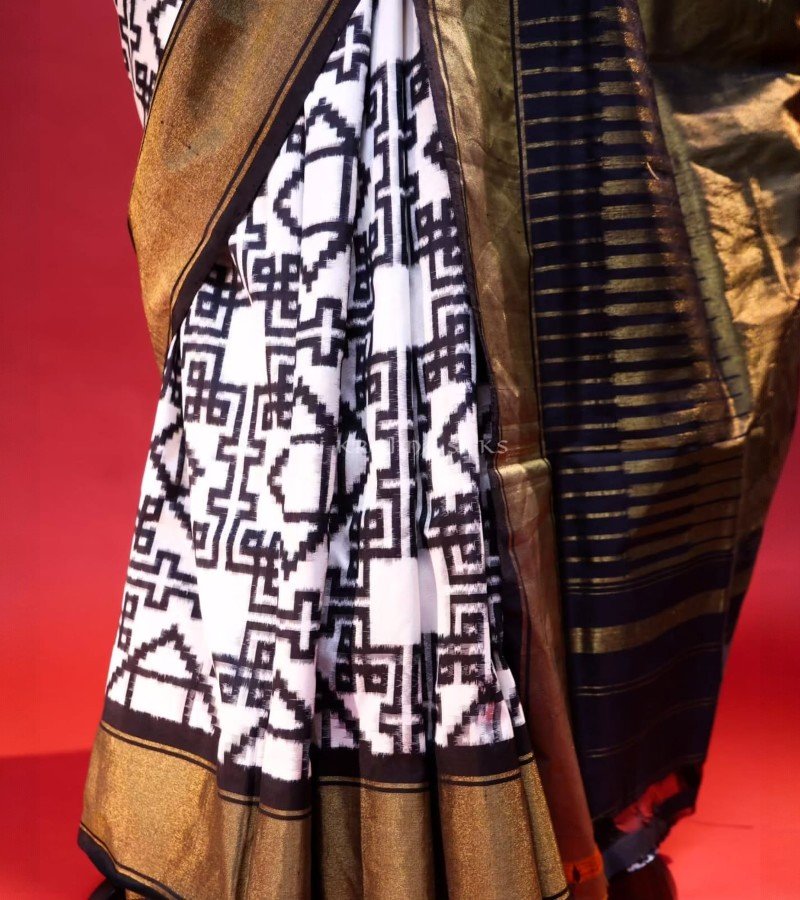 Silk Saree with a Geometric Pattern
