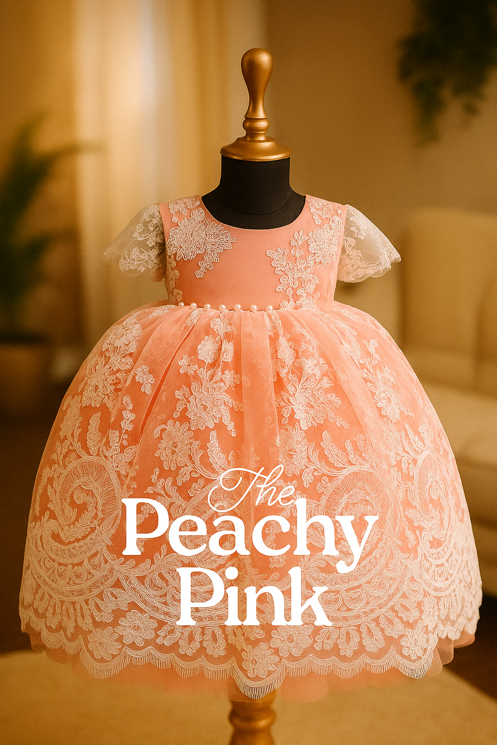 The Peachy Pink – Embroidered Baby Gown