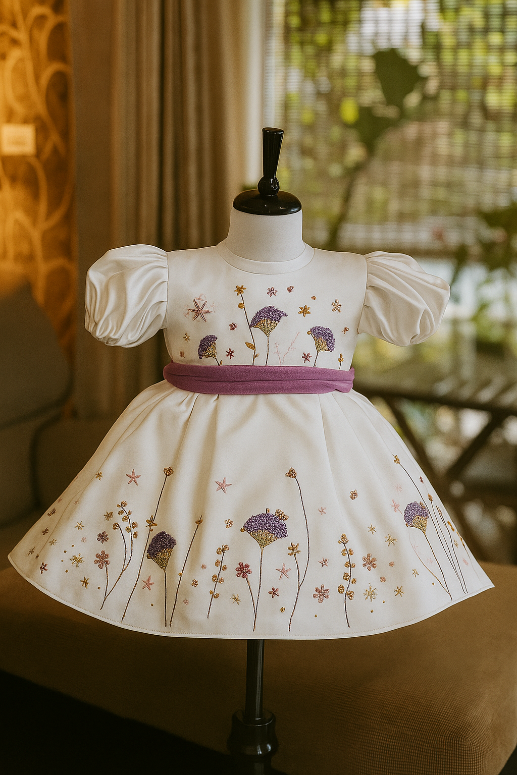Embroidered Satin Garden Dress