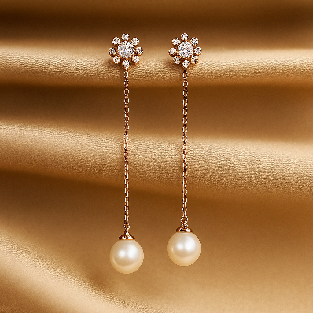 Rose Gold Pearl Drop Earrings