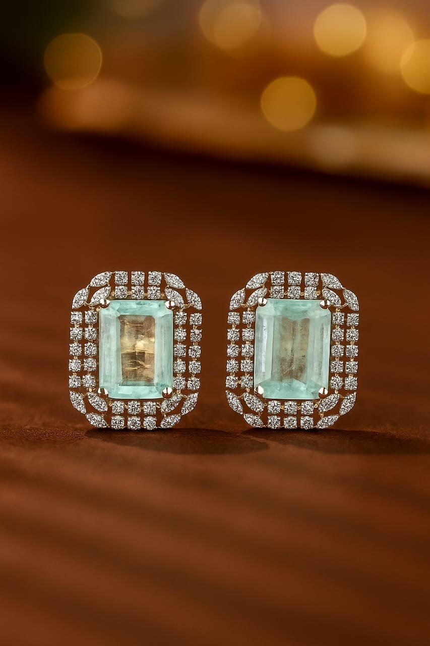 Aquamarine Royale Diamond Stud Earrings