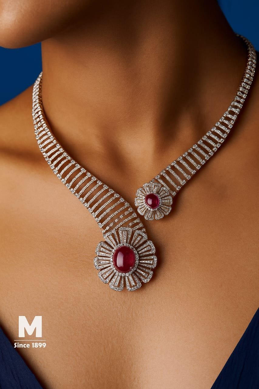 Rose Radiance Ruby & Diamond Collar Necklace