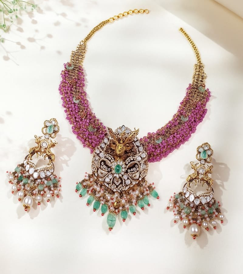 Bhairavi Deer Motif Necklace Set