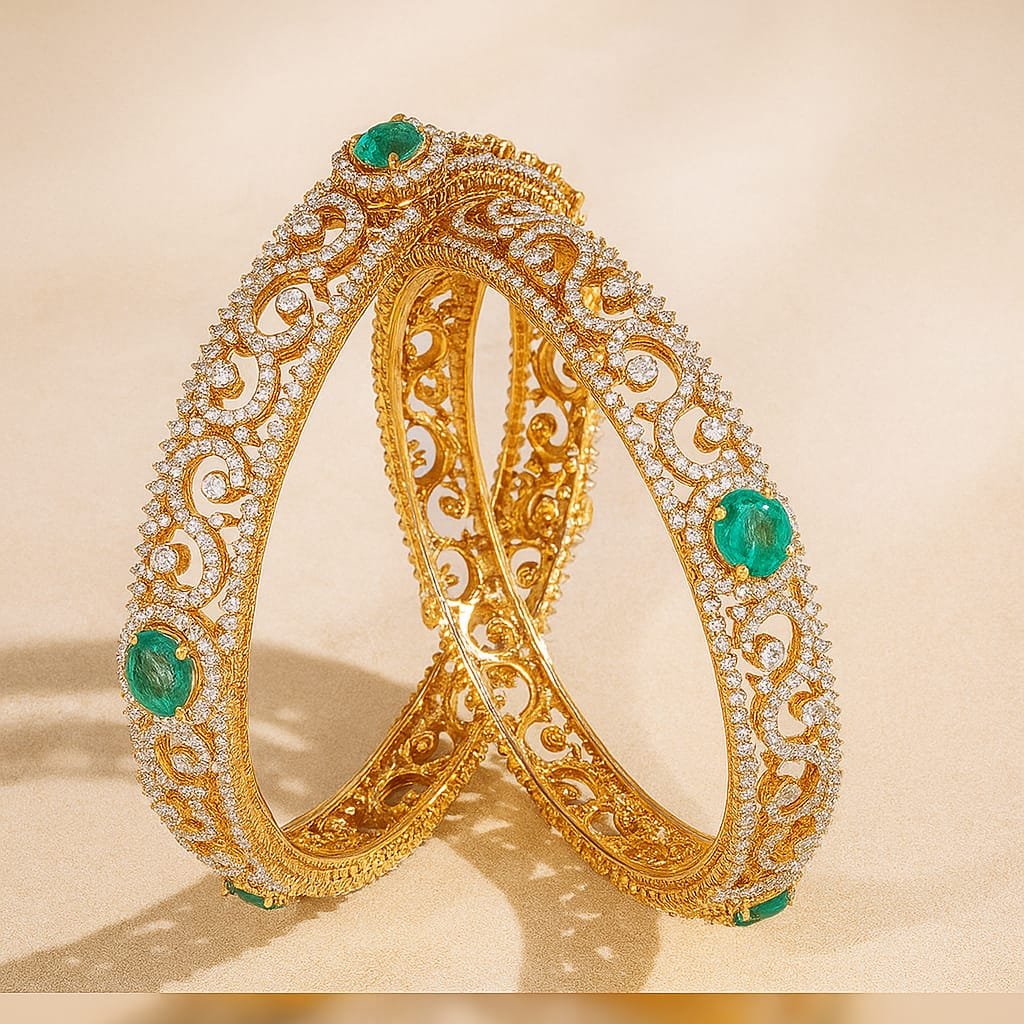 Emerald Royale Designer Gold Bangles