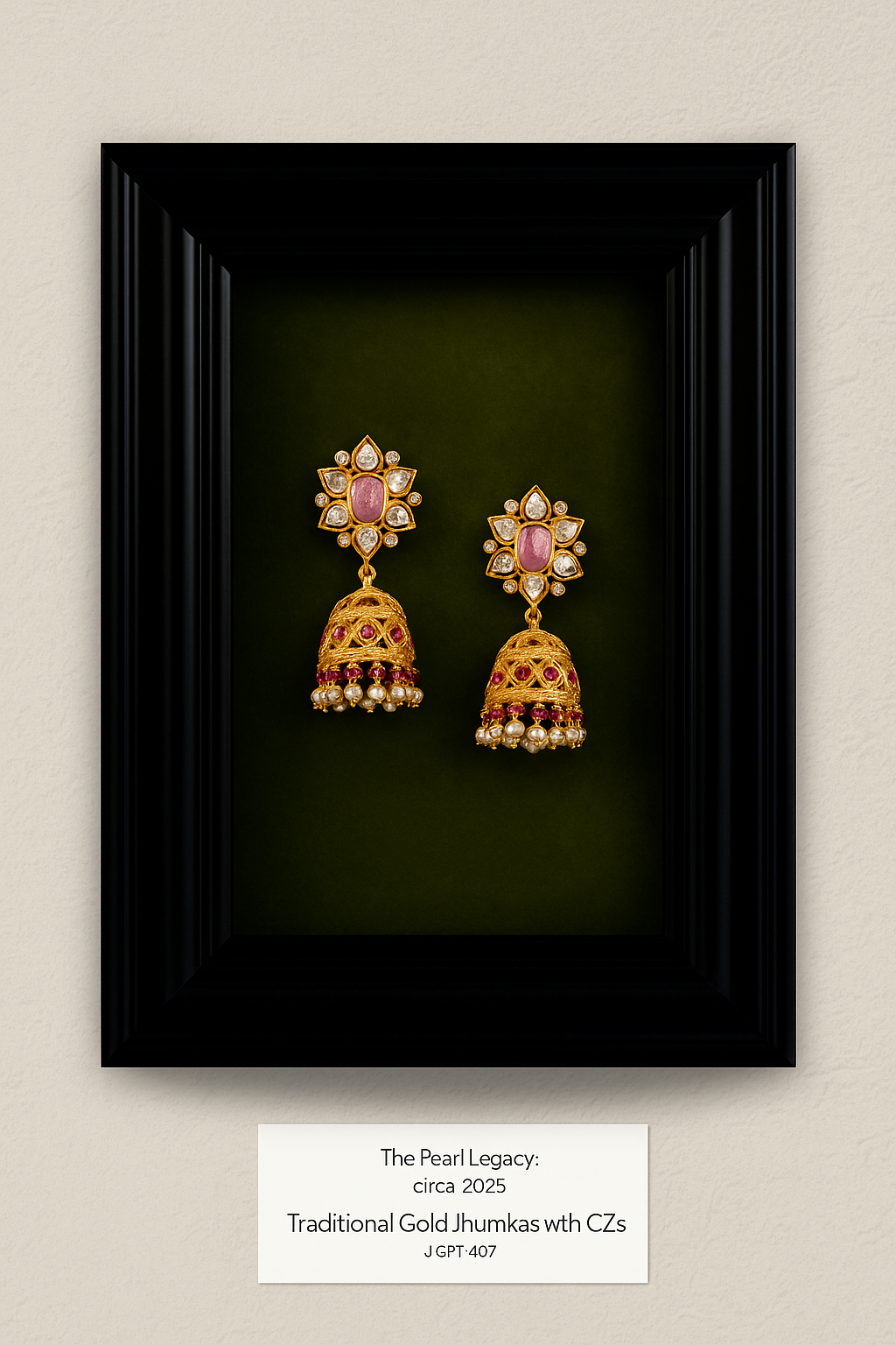 Royal Pink Heritage CZ Jhumkas