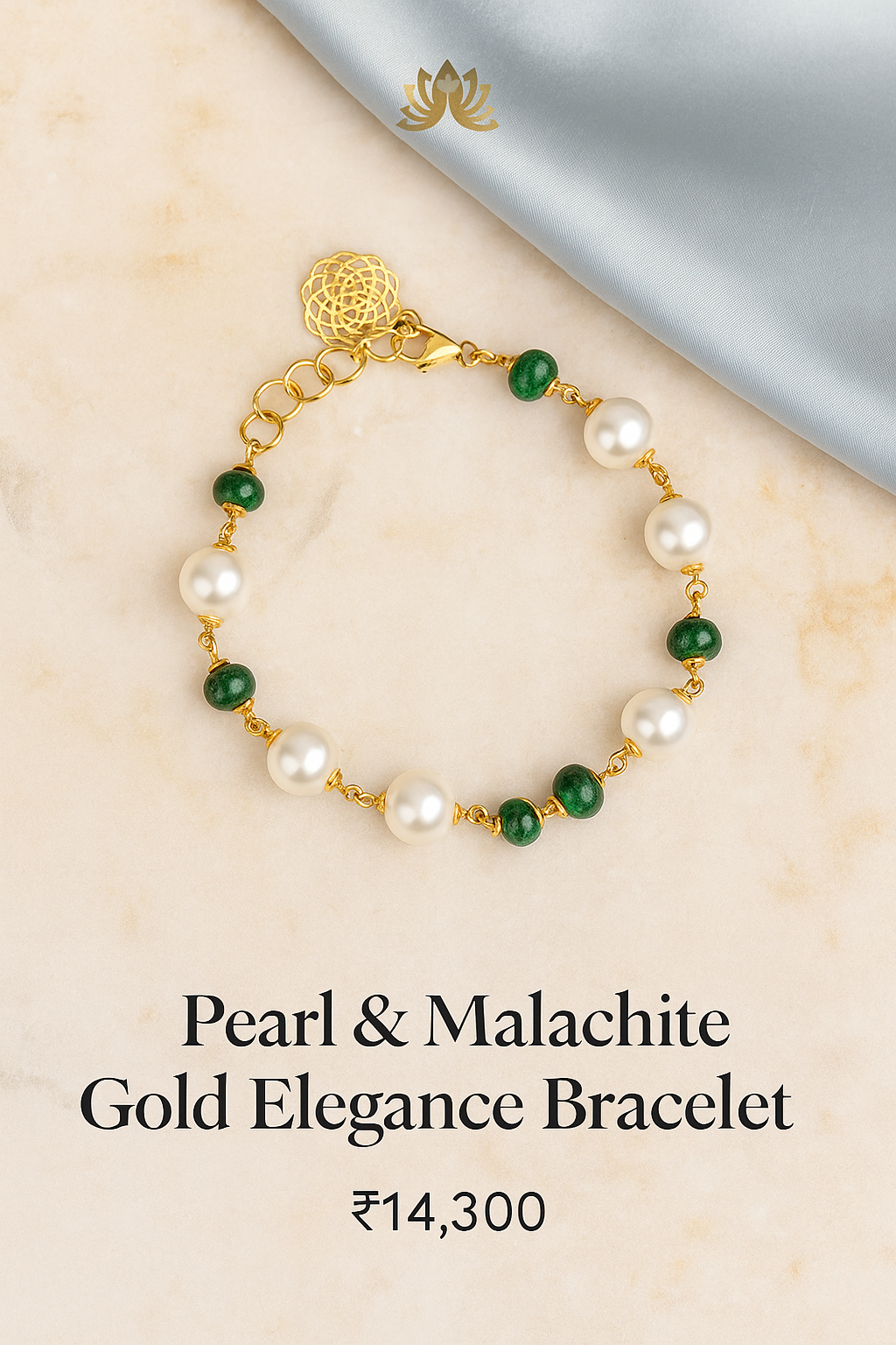 Pearl & Malachite Gold Elegance Bracelet