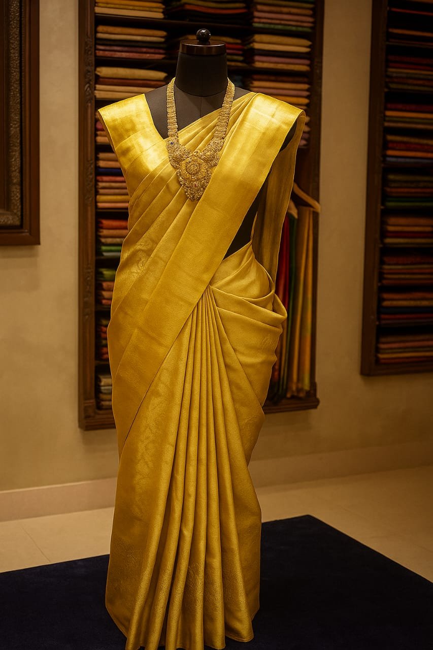 &quot;Regal Gold Kanchipuram Saree Trio Collection&quot; image 3