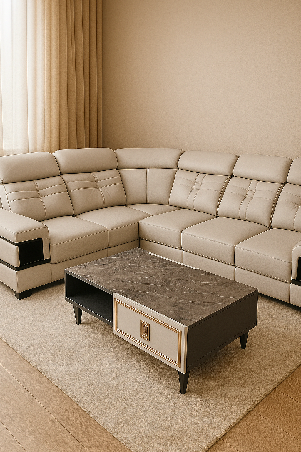Modern L-Type Leather Sofa Set