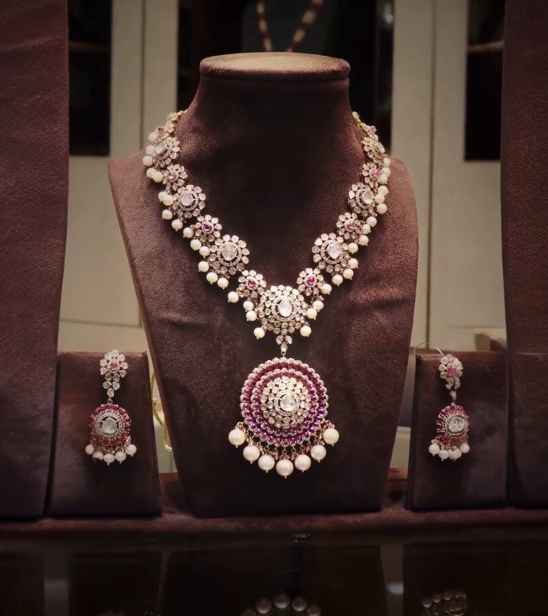 Statement Necklace Set  Polkis and Tourmalines