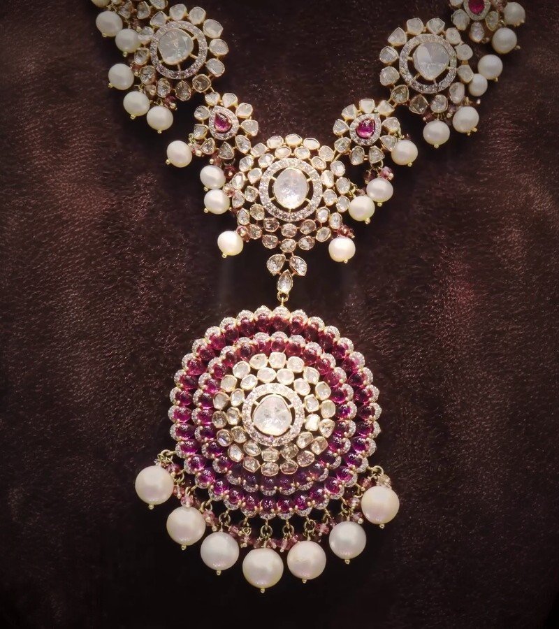 Statement Necklace Set  Polkis and Tourmalines