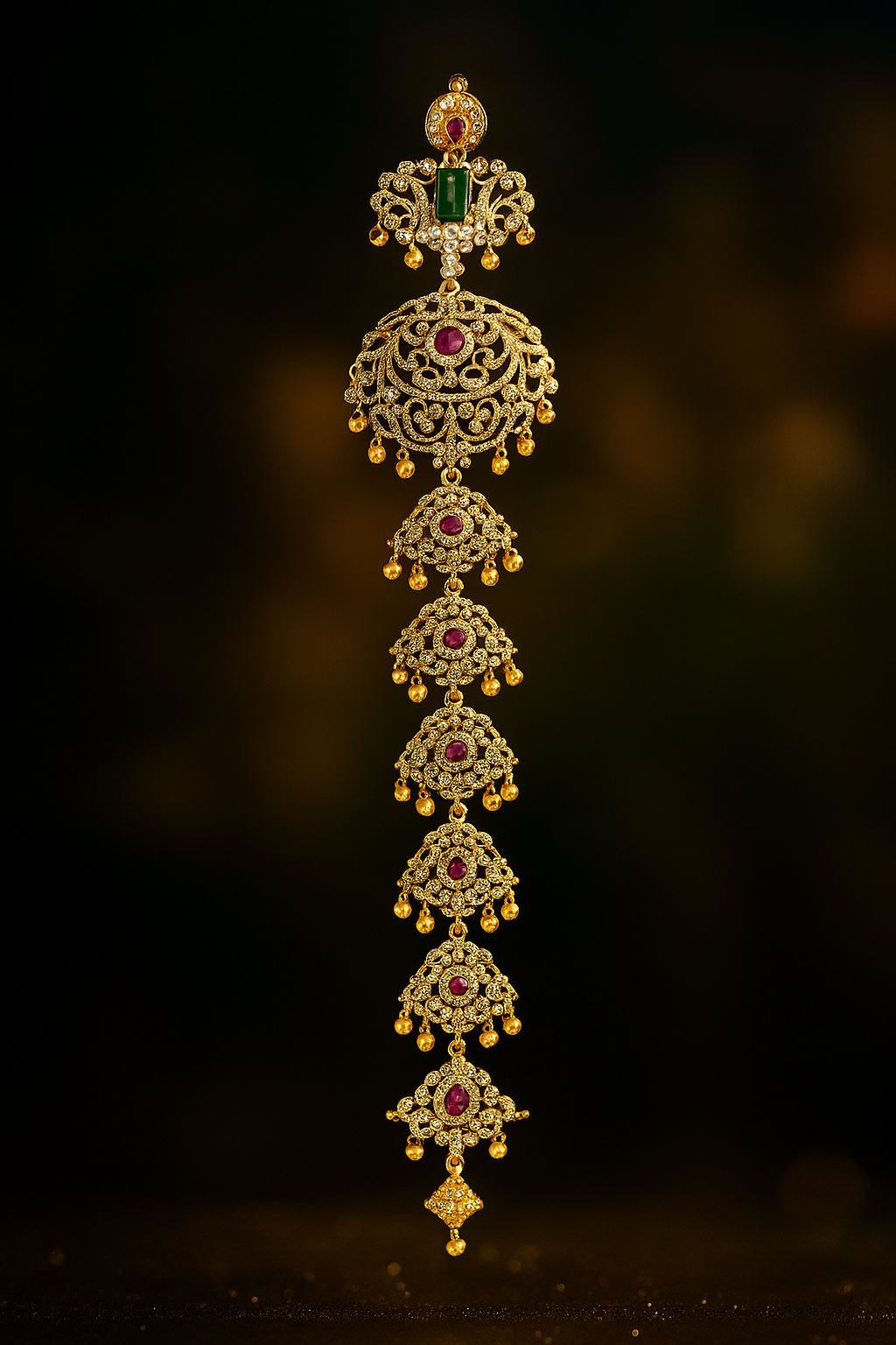 Regal Temple Design Gold Maang Tikka