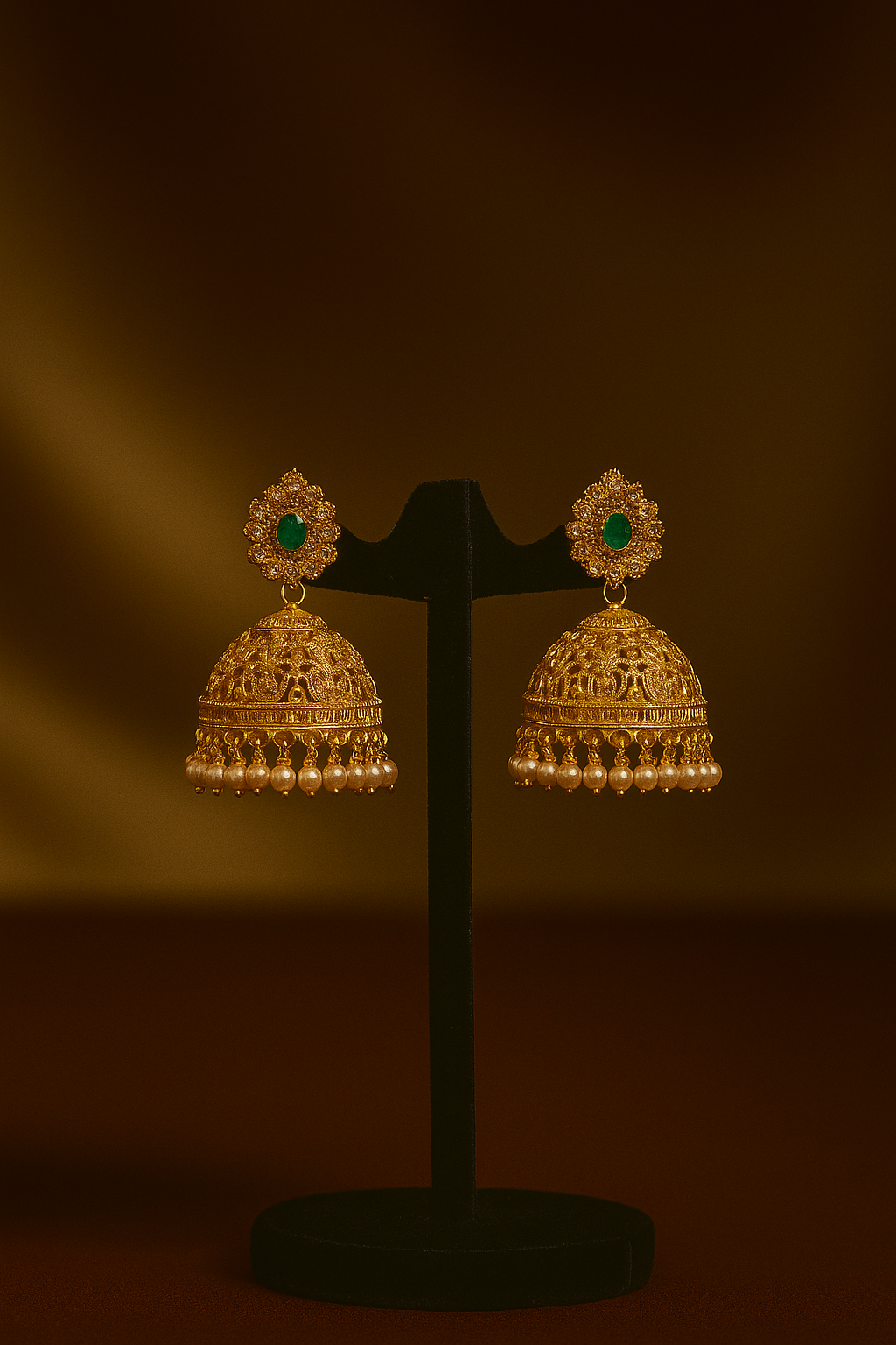Royal Heritage Gold Jhumka Earrings