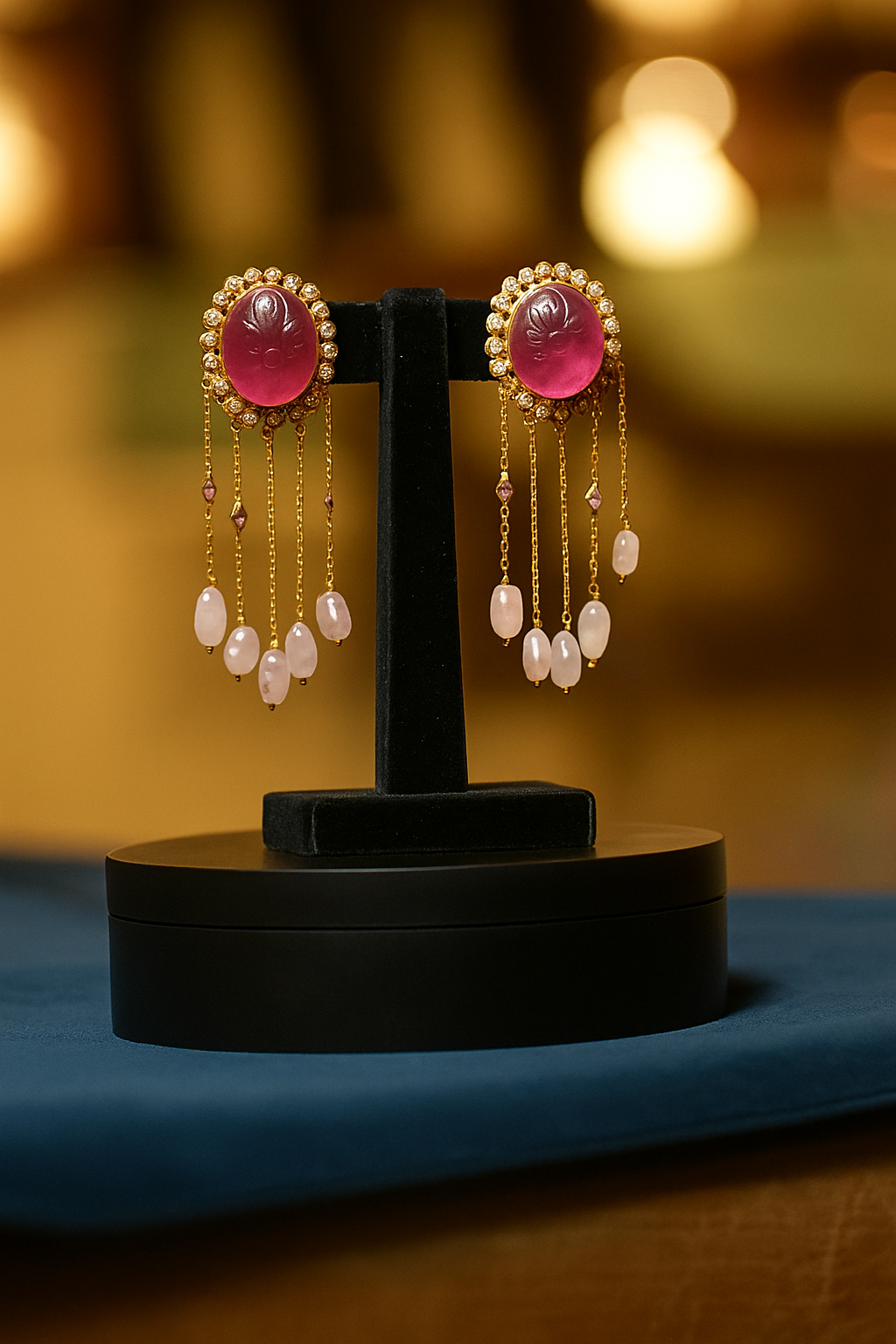 Rose Blossom Moonstone Danglers