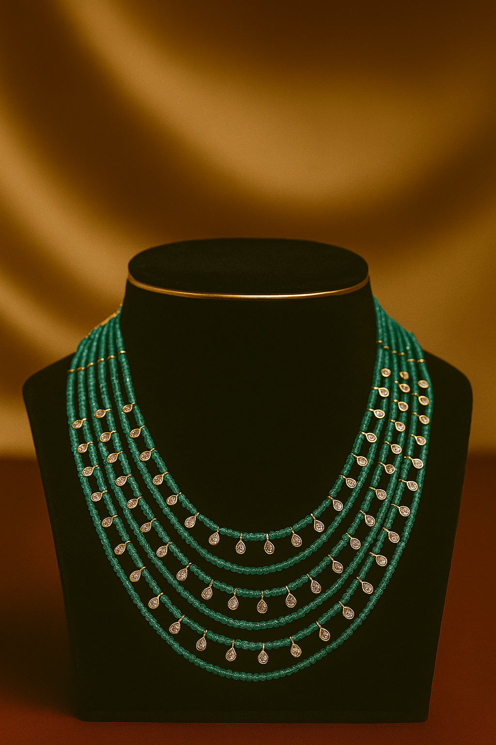 Royal Emerald Droplet Multi-Layer Necklace