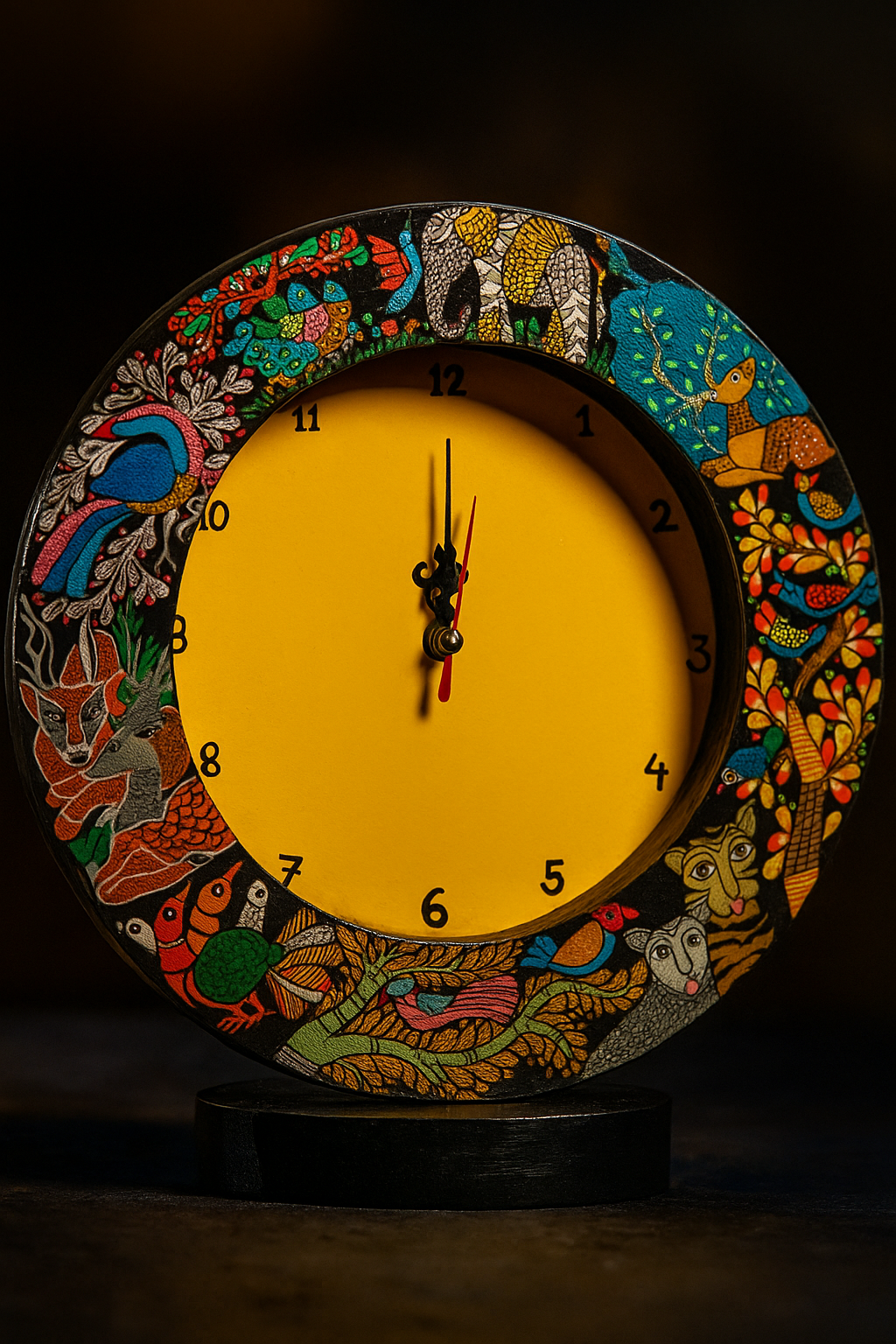 Madhubani Elegance Hand-Painted Wall Clock