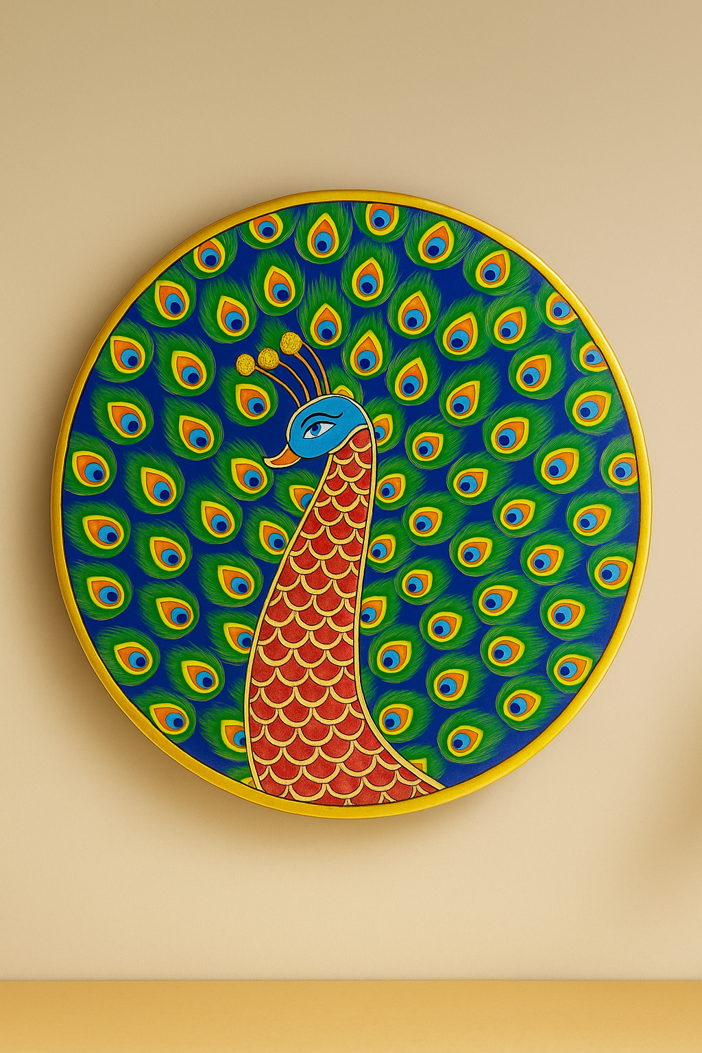 Majestic Peacock Hand-Painted Wall Plate