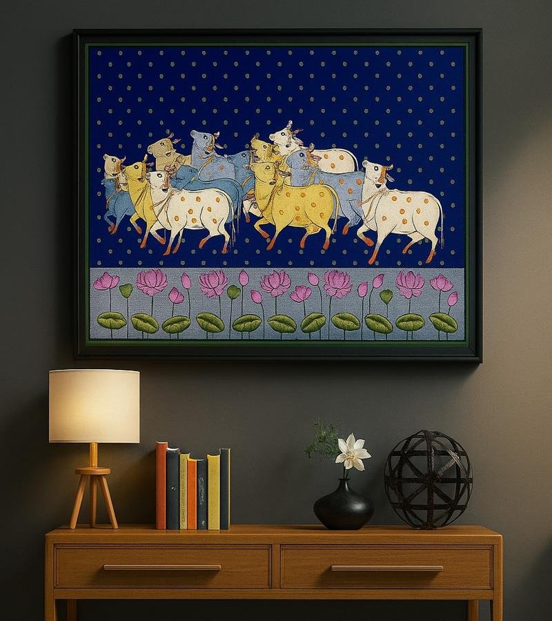Elegant Pichwai Cow Art Wall Frame