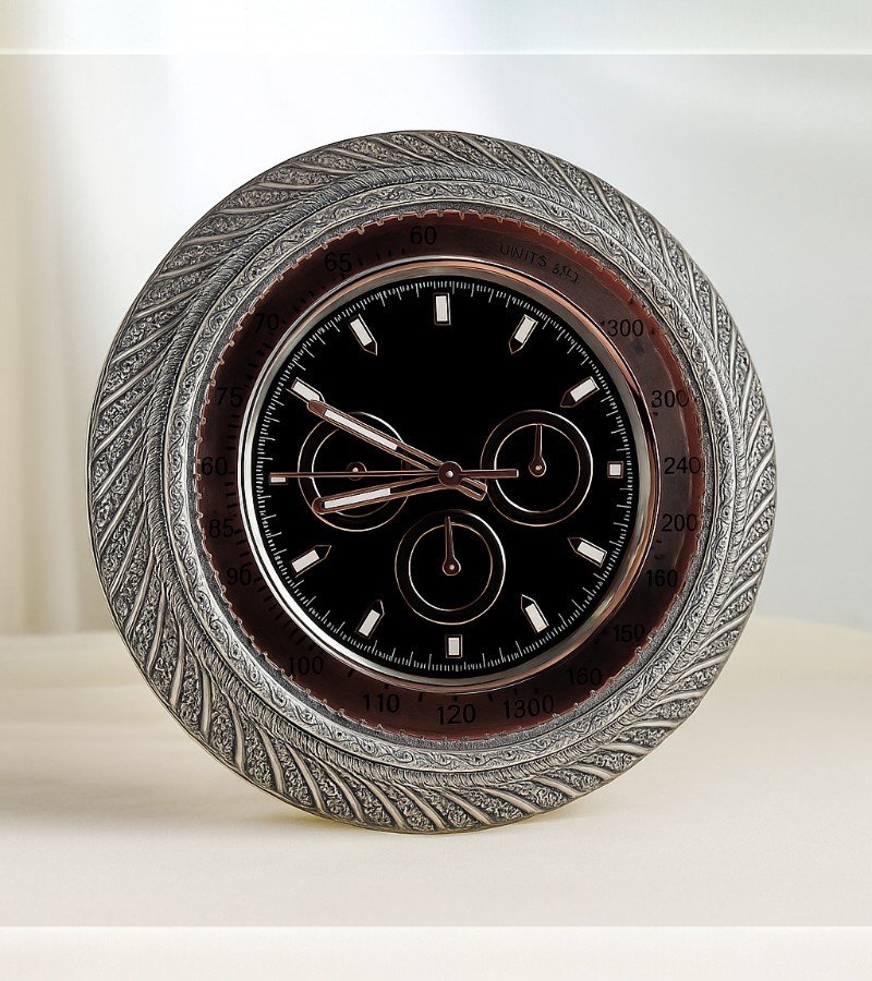 Heritage Carved Silver Wall Clock