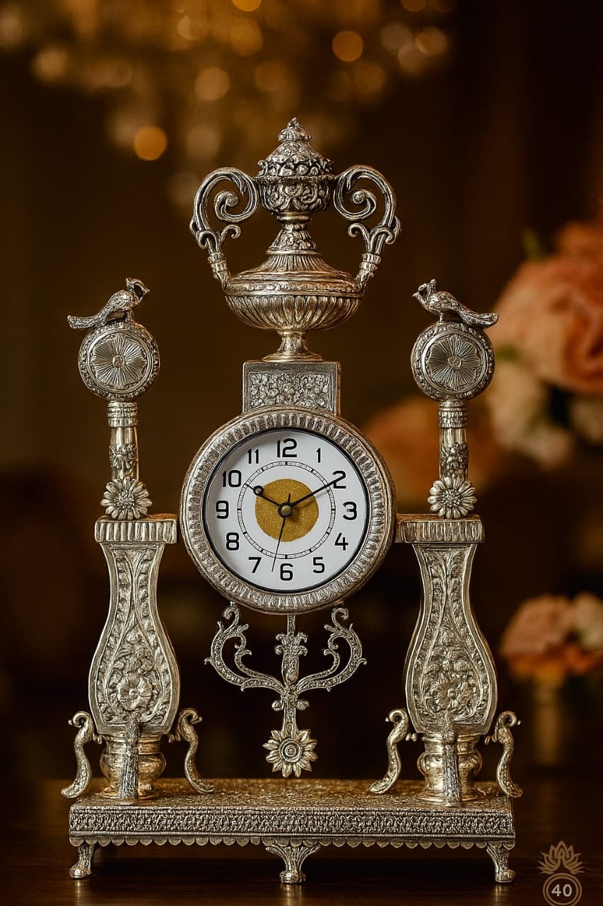 Royal Heritage Silver Mantel Clock